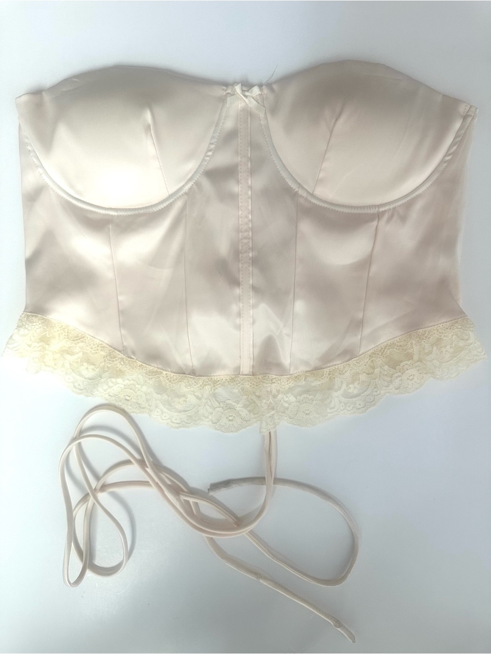 Strapless Satin Lace Bustier Corset - ballet Cream